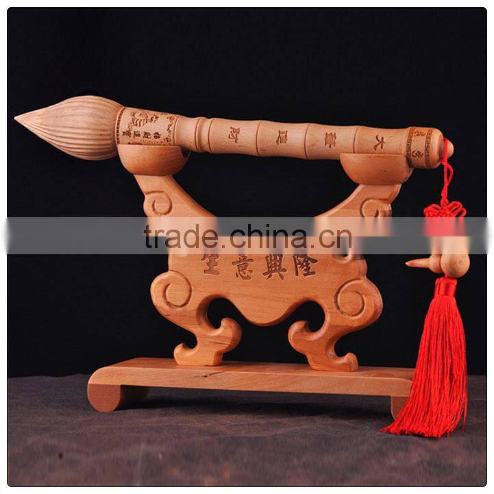 Peach wooden wen chang pen decoration