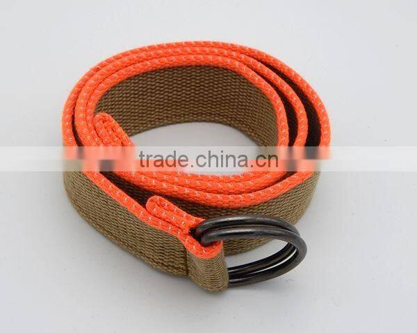 Canvas belt ouble D-ring buckles knitted men belt multy-ply fabric cotton belt cheap price