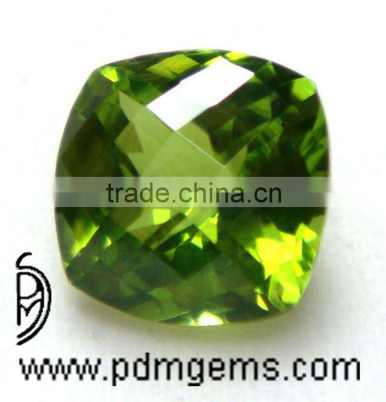 Peridot Cushion Checkerboard Briolette For Jewellery From Wholesaler