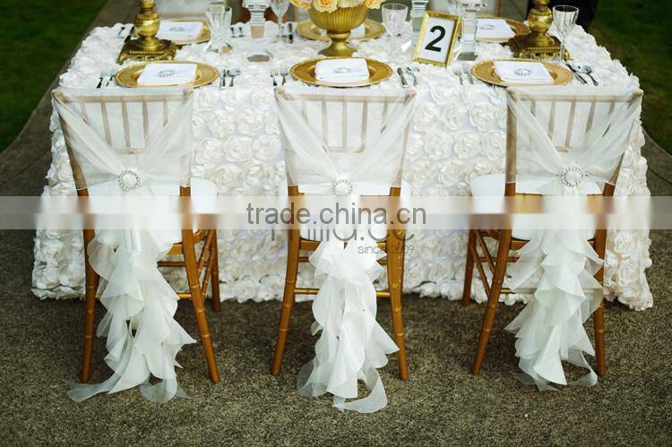 Top quality wholesale hot sale wedding chiffon chair sash wrap sash hood