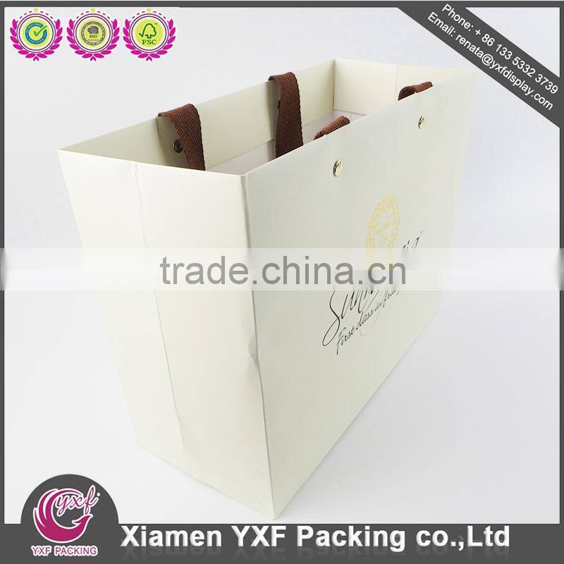 PP webbing Handle Bags Colored Kraft white reinforce paper Print Bag
