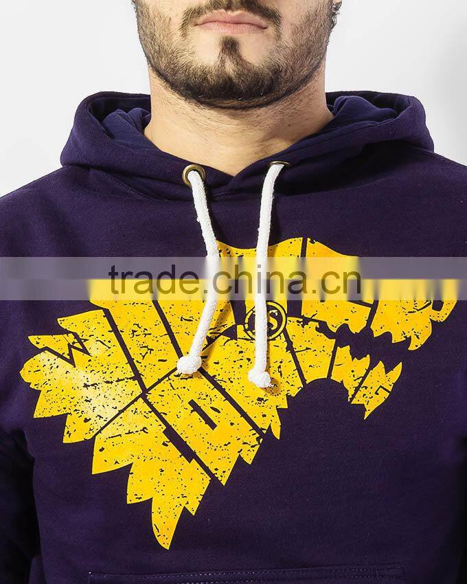 Fleece Plain Black Pullover Sweatshirt Hoody without Hood for Men