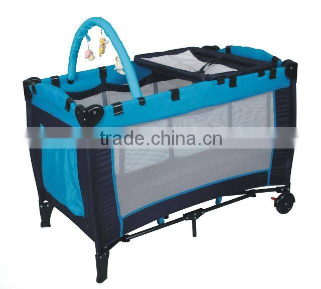 2015 baby crip with 2 wheels canopy cover, mosquiton ect extra accesoriess pass en71-3 fit for eu marketing