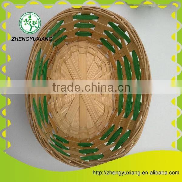 Green bamboo chip woven storage basket