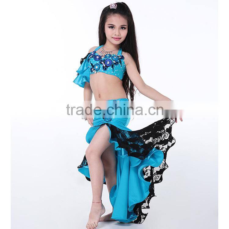 Wuchieal High Grade Stage Performance Belly Dance Costumes for kids in 4 colors