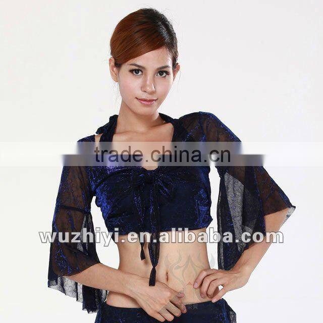 Affordable new hot selling shinning belly capelet | sexy sequin rose belly dance top (SZ006)