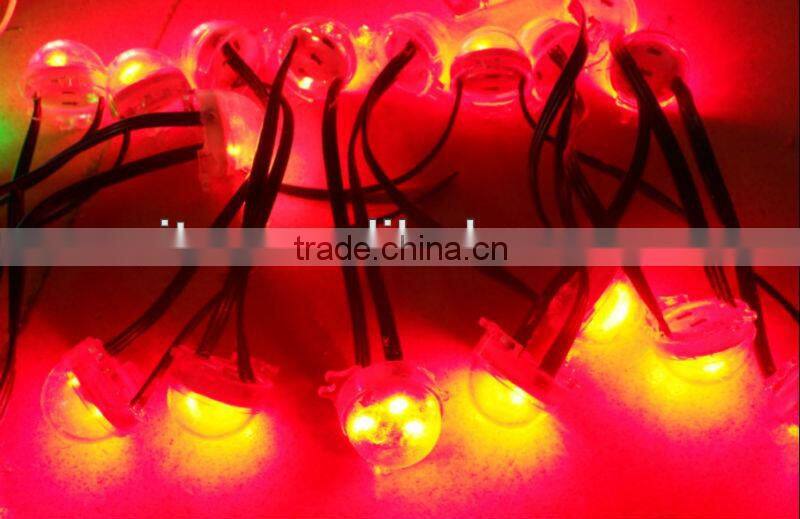 30mm diameter DC12V input ws2811 led smart module,with 3pcs 5050 SMD RGB LED inside, 0.72W,20pcs a string,all black wire