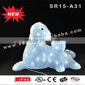 Acrylic outdoor lighted LED sea lion with baby