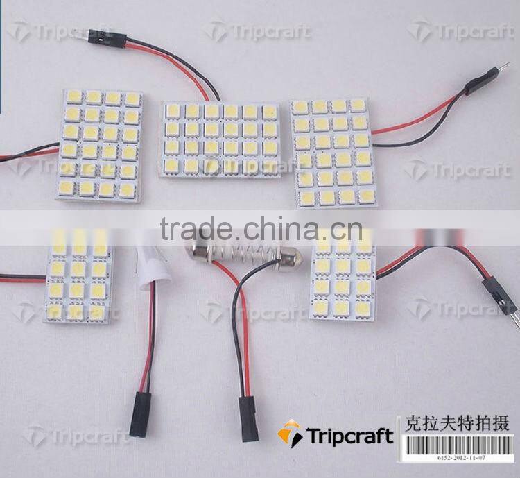 PCB 24SMD 3528 LED Auto Car Top Dome Light For Interior Reading Roof light w WG T10 W5W BA9S 31-41mm S8.5 Festoon Bulb Adapter