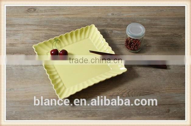 colorful dinner plates set in square shape