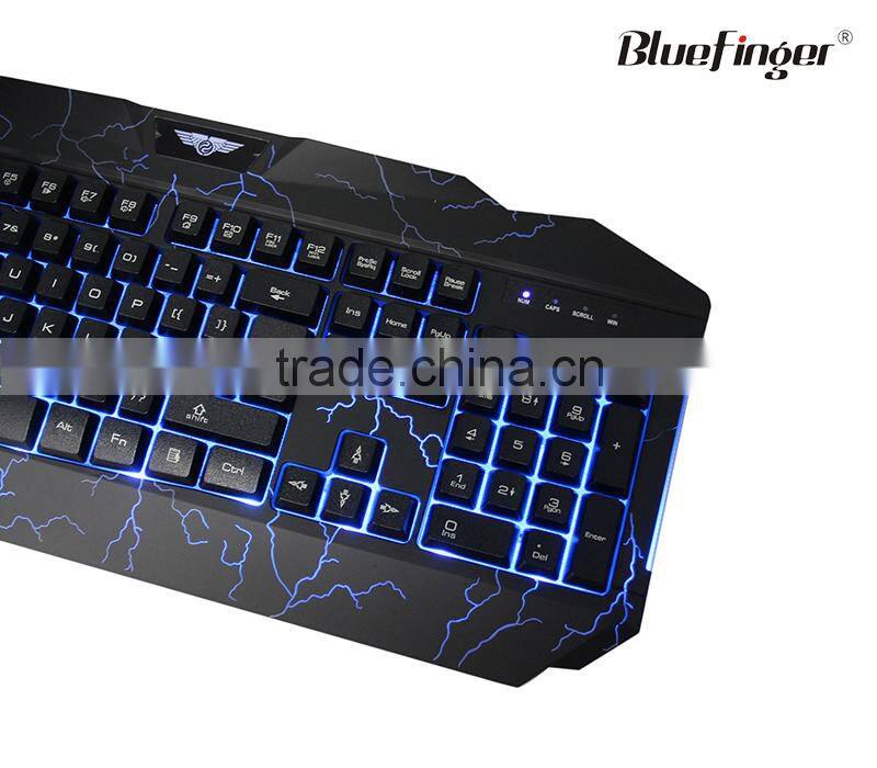 High quality USB wired Green Blue three color led backlit Computer Keyboards