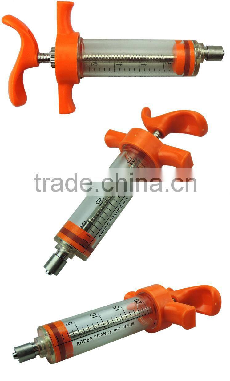 2015 Hot sale 20ml animal veterinary plastic steel syringes with dose nut