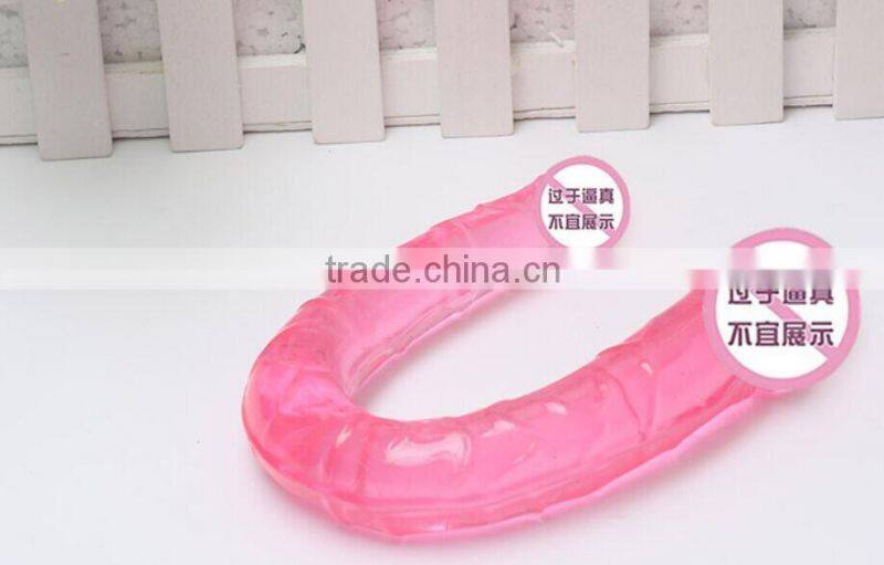 Jelly Double Headed Dildo Double dong Realistic Cock Penis Anal Plugs Sex Toys For Lesbian