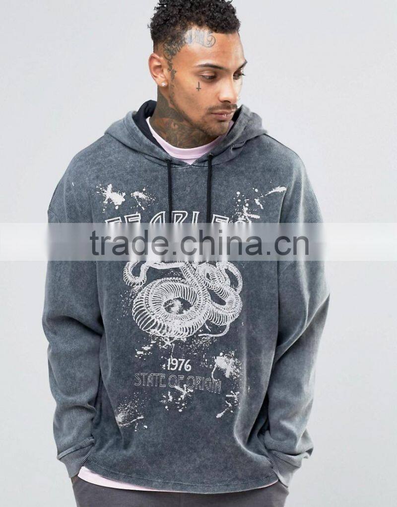 Daijun good quality men grey 100% cotton hood string with hood no zipper water mark logo custom hoodie