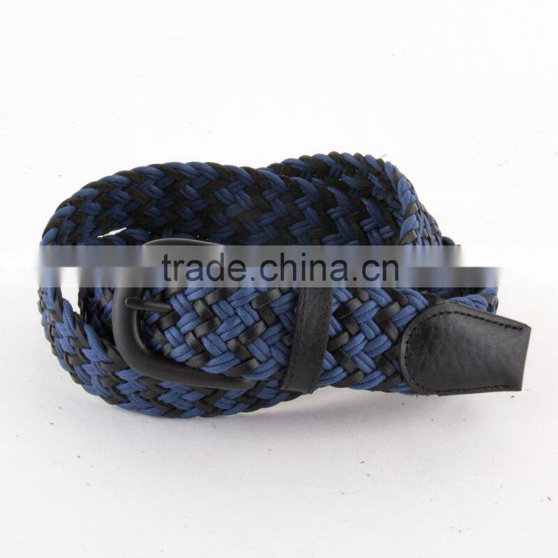 New produce Purple Cotton Brown Leather Weave Belt for Man