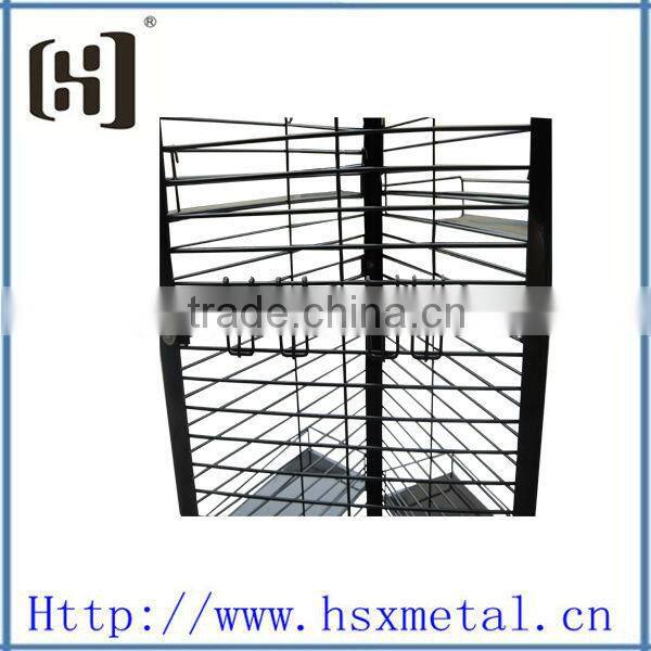 metal rotating store display stand with hooks HSX-S714 rotating wire display stands
