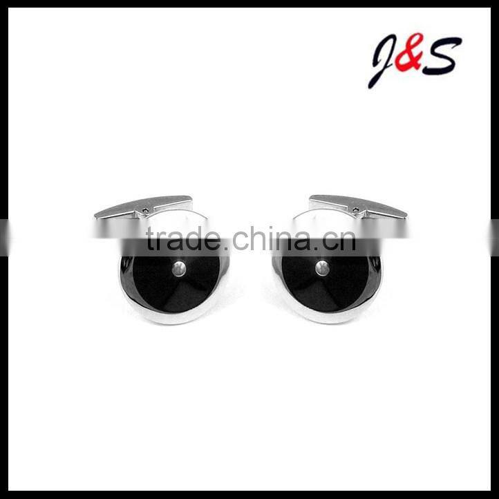 316l black round stainless steel cufflink MS400A