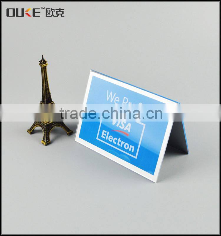 Silk screen printing transparent acrylic name plate holder for sale