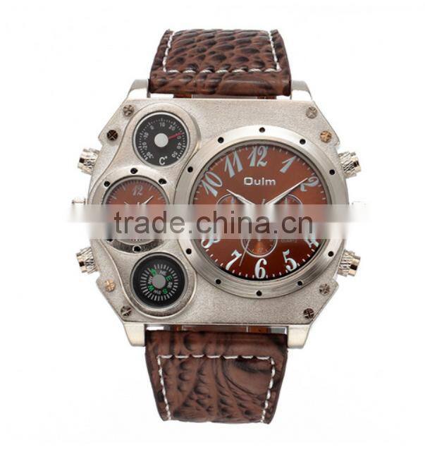 wholesale fashion leather big face quartz mens wrist watches