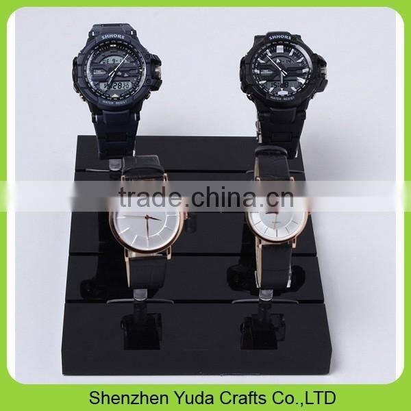 Glossy black painted wooden wrist watches display, MDF watch stand holder