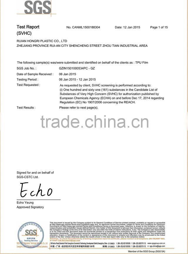 Transparent TPU film