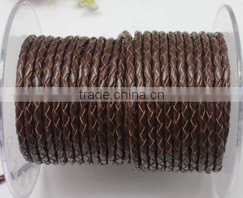 wholesale 3.0mm braided real leather cord for bracelet