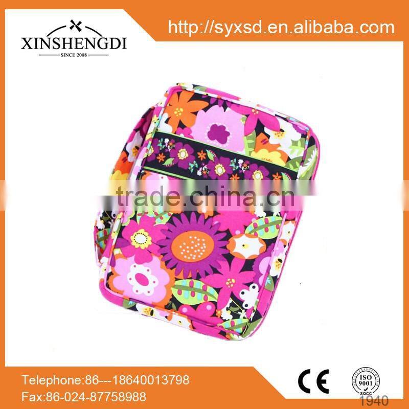 100% cotton quilted middle book cover,red floral bible cover