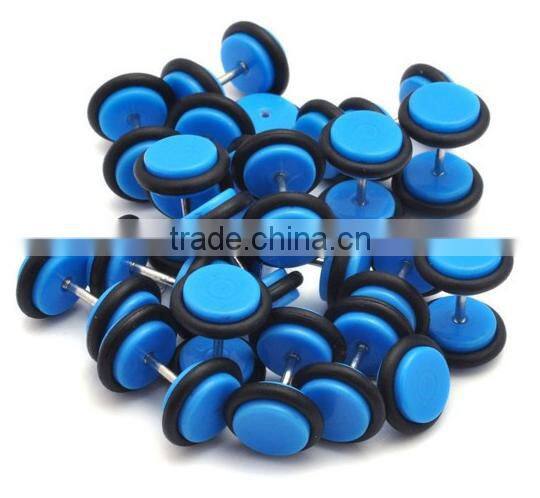 Black anodized surgical steel ear piercings fake ear plugs tunnel screw fit plug