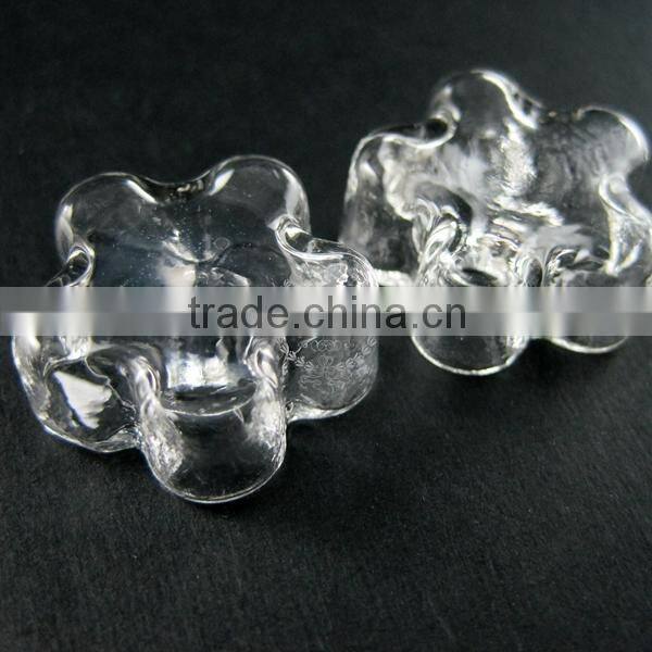 21mm transparent star flower shape glass dome cabochon with 3mm hole DIY jewelry supplies 3070069