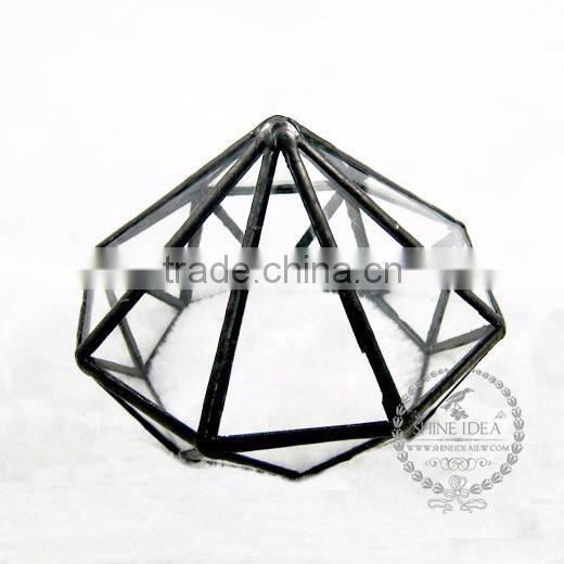 10*11*8cm geometric Diamond shape air plant planter glass terrarium flower arrangement indoor greenhouse home decoration 0100001