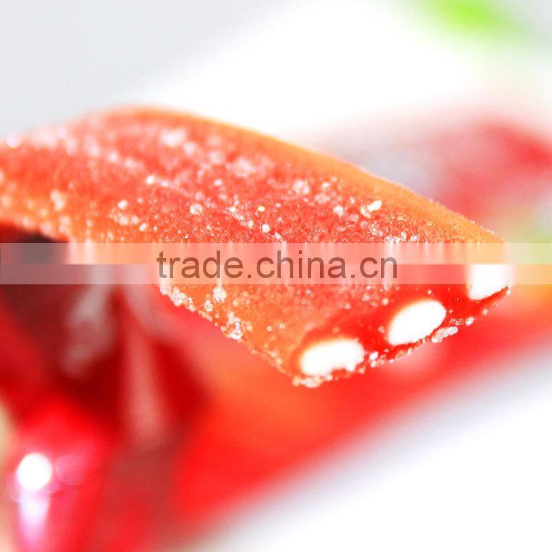 sugar coated long soft jelly candy center filling jam