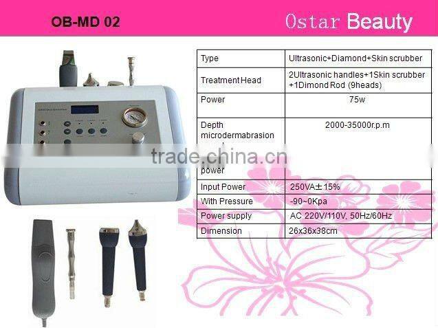 High quality ultrasonic diamond tipped dermabrasion skin peeling machine OB-MD 02