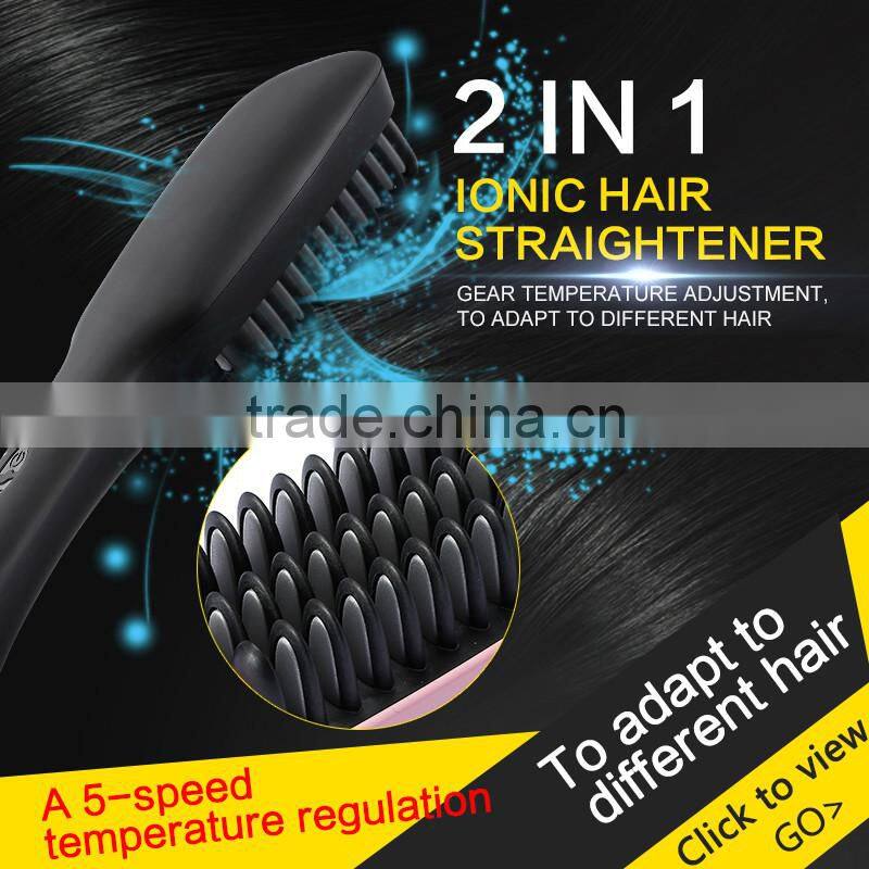 factory wholesale anion LCD electric brush that straightens hair