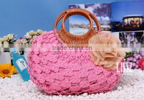 paper straw crochet lady handbag/straw bag