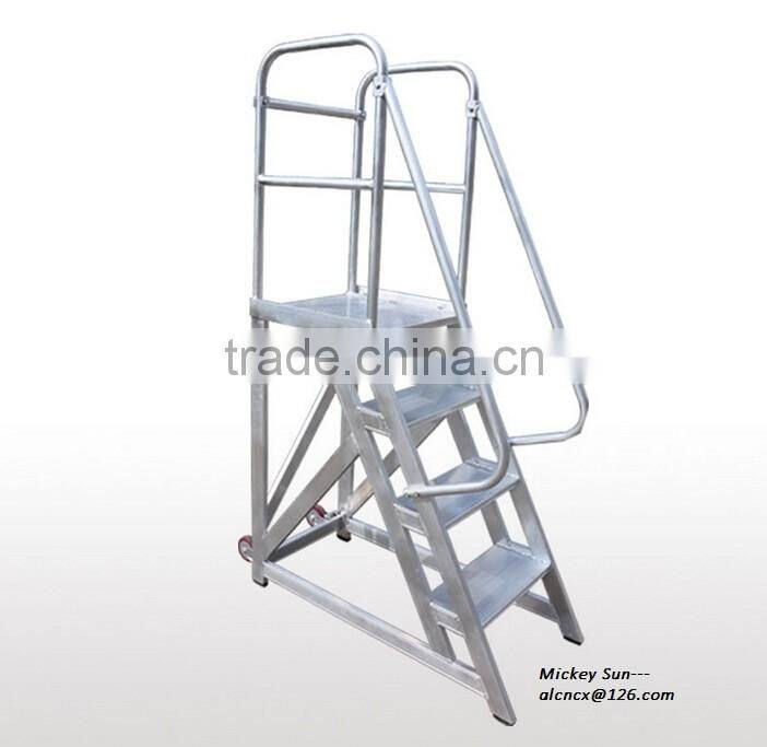Aluminum alloy mobile platform with aluminum step ladder