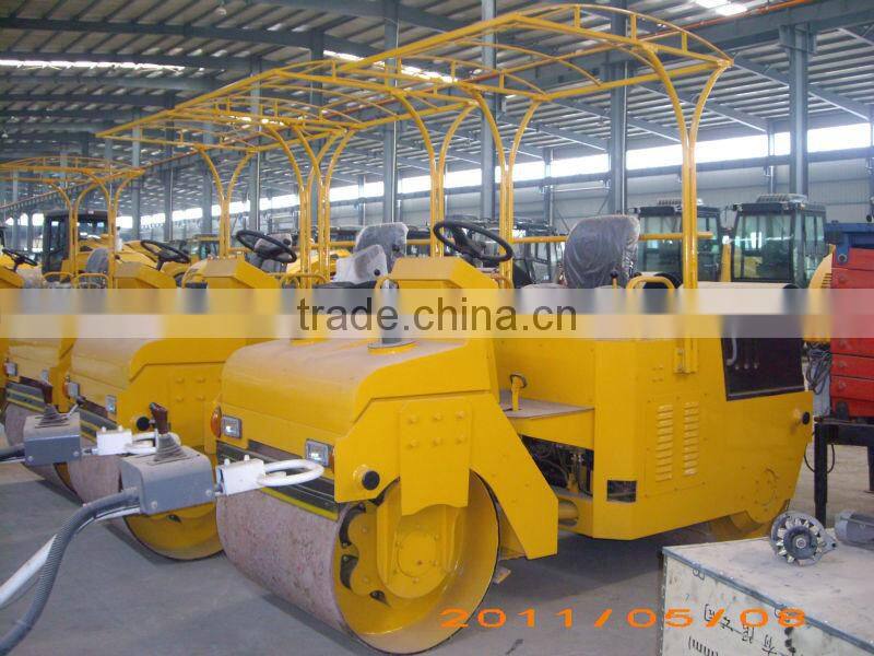 HOT SALES! Double drum vibratory road roller with sunshade in low price