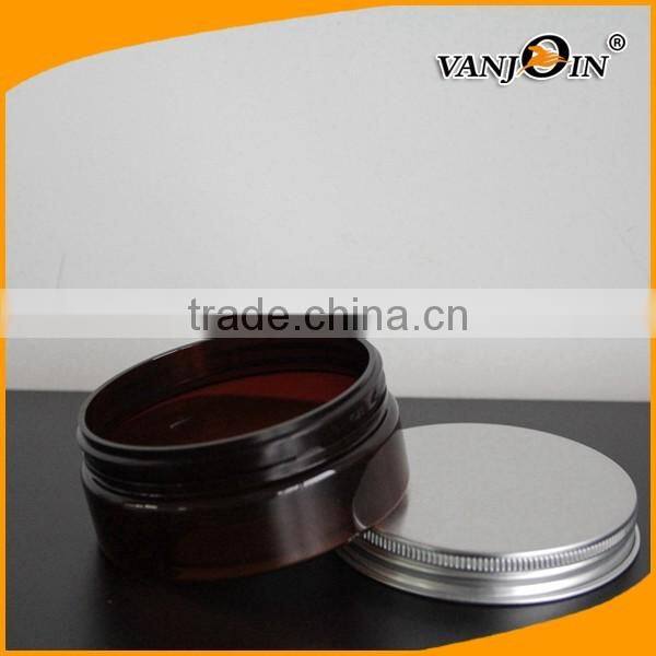 5 oz Amber Wide Mouth PET Plastic Jars with Metal Cap