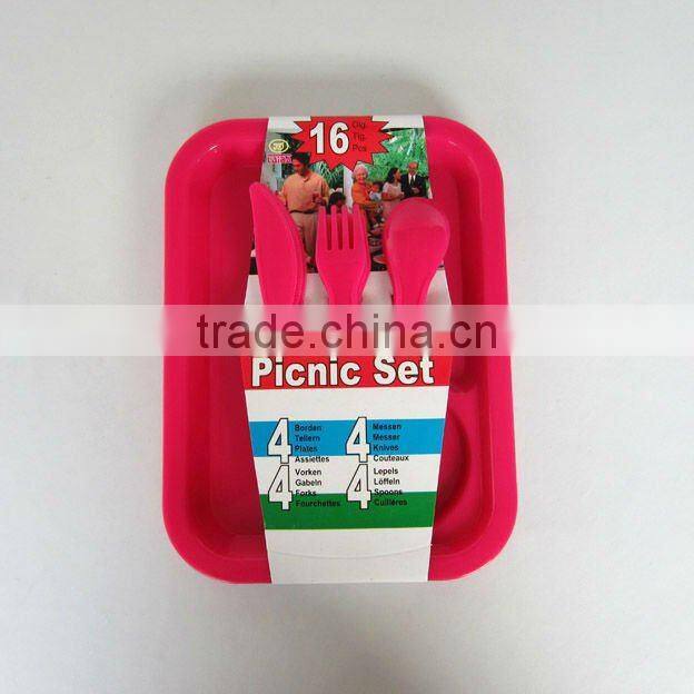 4pcs unbreakable dinnerware pastic picnic set