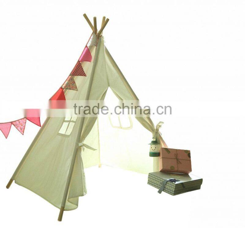 Classic Solid White Four Poles Two Windows Style Indian Kids Teepee Tent Great Gift for Children' Birthday, Christmas