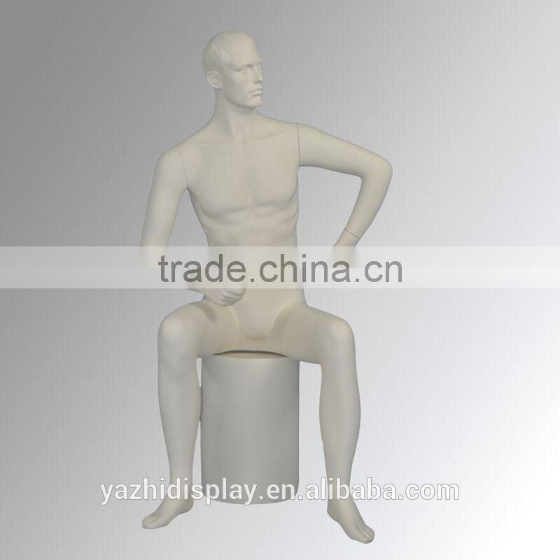 Fiberglass Male Fashion Realistic Sitting Mannequin for window display