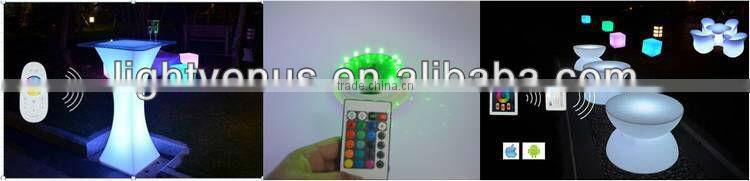 PE plastic remote control LED bar tables/color changing LED cocktail tables/illuminated LED light up table