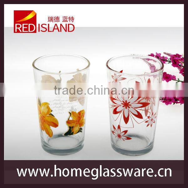 manufactory supply 12oz glass cup with printing, glass tumbler