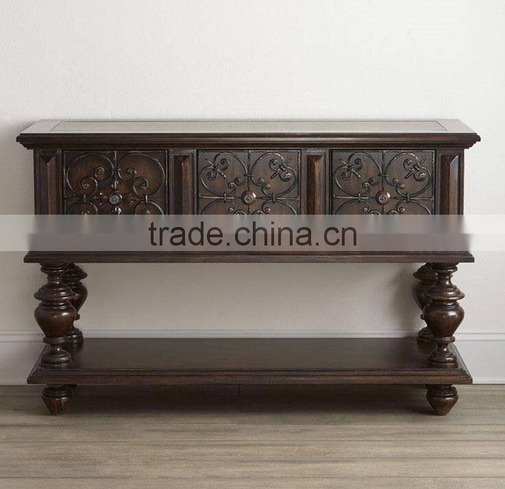 Classic luxury Spanish wooden antique finishing dining room sideboard/console table