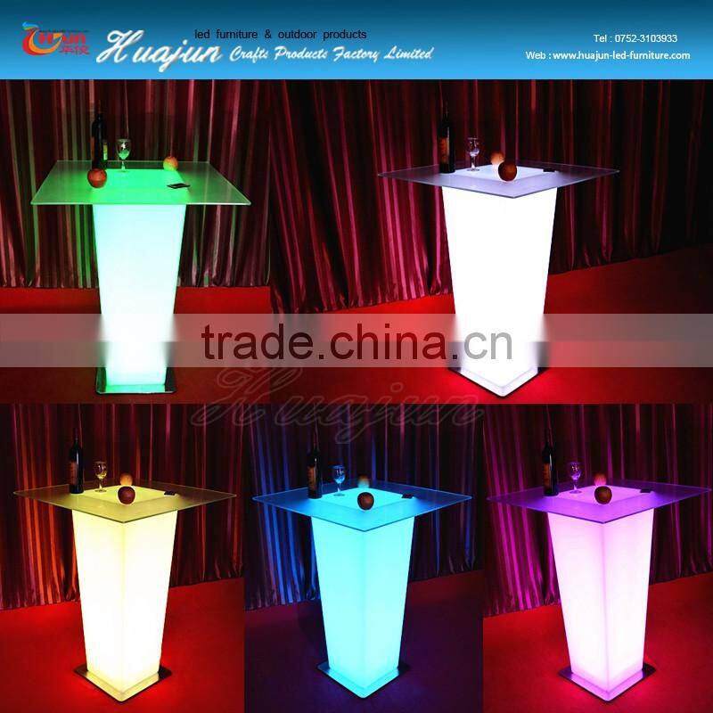 glass top remote control led dining table