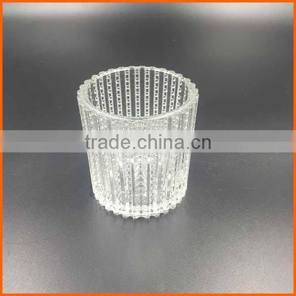 Wholesale clear decorated glass candle container