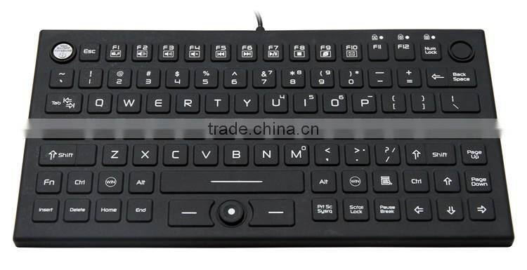 2 in 1 silicone Industrial Keyboard with Integrated Mouse Buttons 86 keys and 12 functional keys USB1.1 waterproof