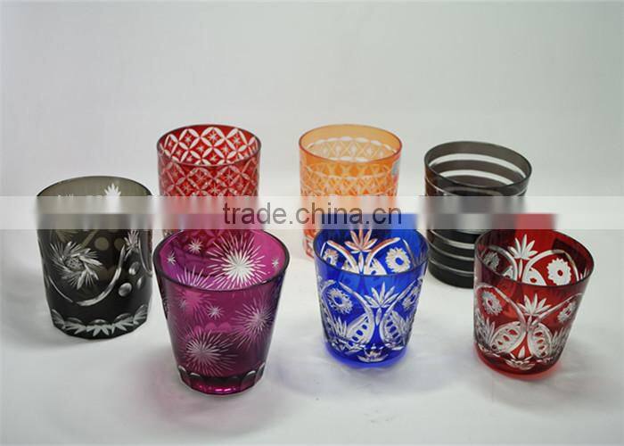 cobalt blue 8 oz stock hand cut round glass tumbler