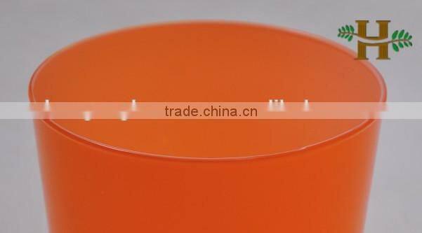 13cm Tall Orange Colored Glass Flower Pot