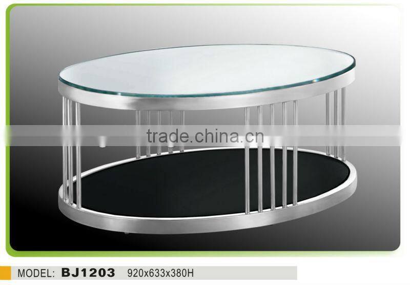 oval glass coffee table BJ1203 round coffee table for living room