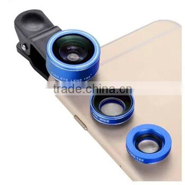 Universal Clip-on 3 in 1 Fisheye Wide Angle Micro Camera Lens for mobile phone